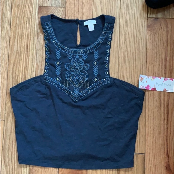 Navy high neck crop top - Picture 2 of 4